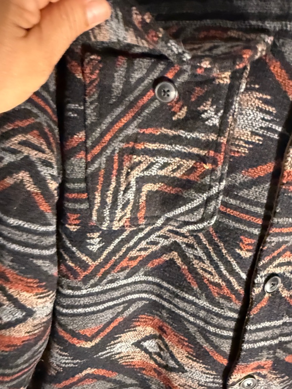 Universal Thread Black and Rust Patterned Lightweight Shirt Jacket - Picture 3 of 8